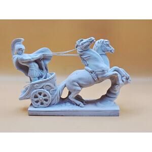 A. Santini Roman Centurion Chariot White VTG Statue Pre-Loved